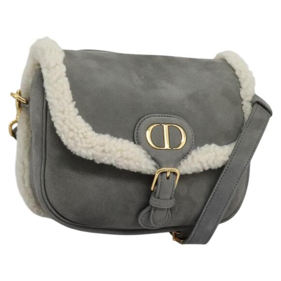 DIOR Shoulder Bag Suede Gray Gold - Picture 1 of 16